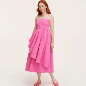New Kate Spade Pink Taffeta Tiered Ruffle Midi Tank Dress Rose Heart Target